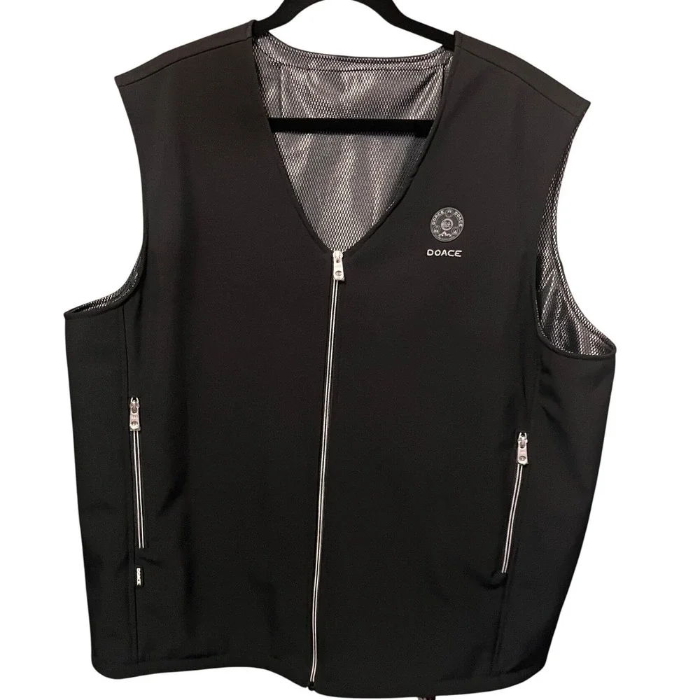 NWOT DOACE Black All-Area Heated Vest USB Powered Size 3XL Full Zip Mesh Lining